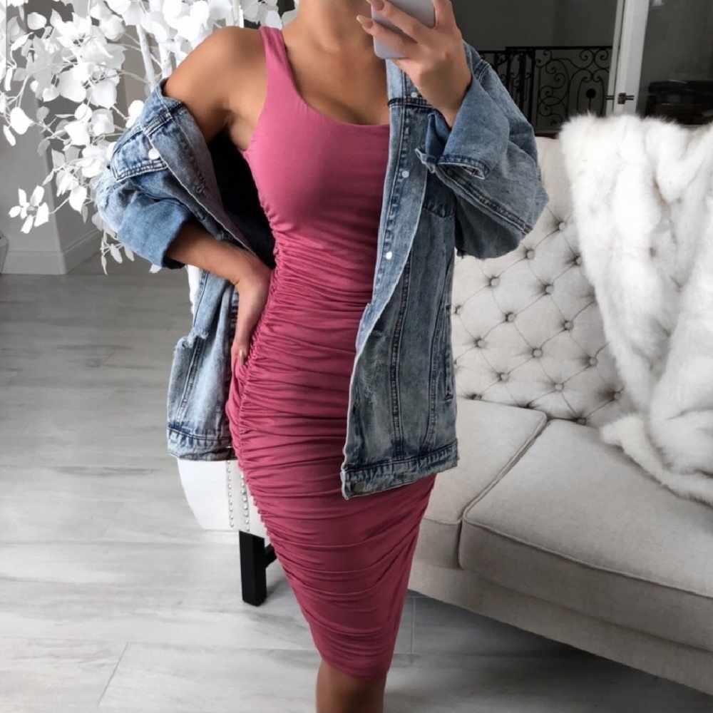 Rose Ruched Midi